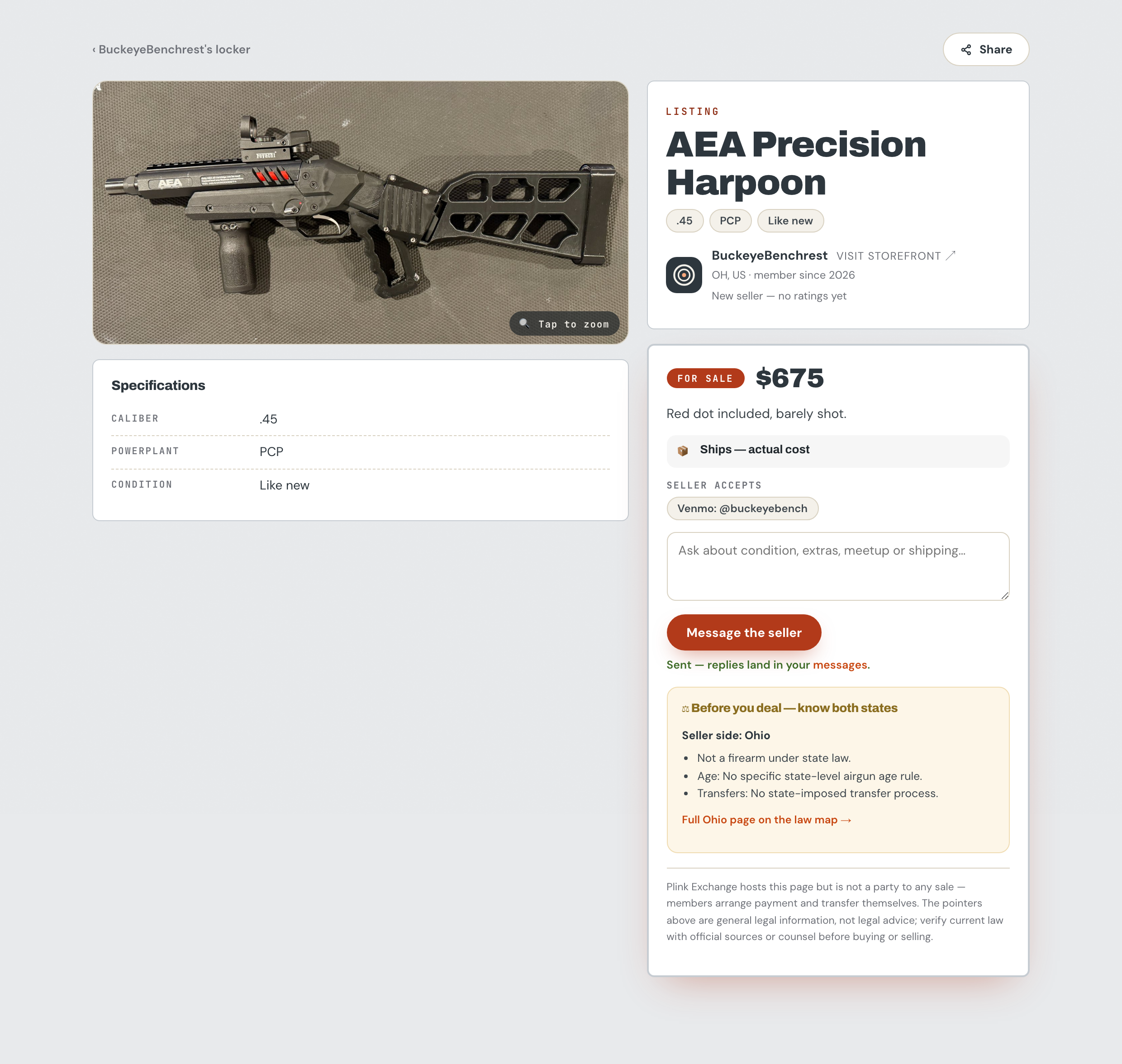 A for-sale listing page with documented history